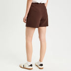 Straight Cut Skort with Slits in Dark Brown, view 2