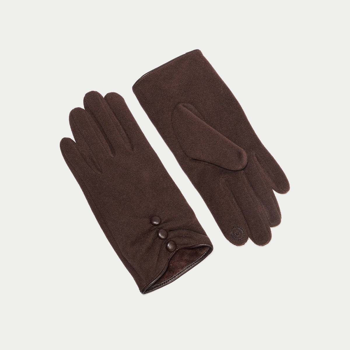 Gloves with Buttons in Dark Brown, view 1