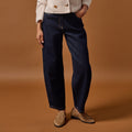 Mid Rise Cropped Barrel Jeans in Raw Denim, view 1