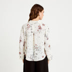 Shirt Collar Long Sleeve Blouse in White, view 2