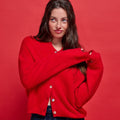 Long Sleeve Cardigan in Red, view 1