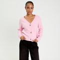 Heart Button Cardigan in Powder Pink, view 1