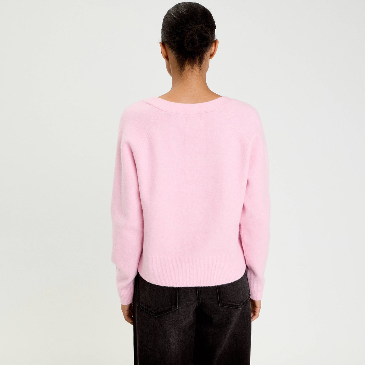 Heart Button Cardigan in Powder Pink, view 2