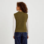 Sleeveless Sweater in Khaki Green, view 2