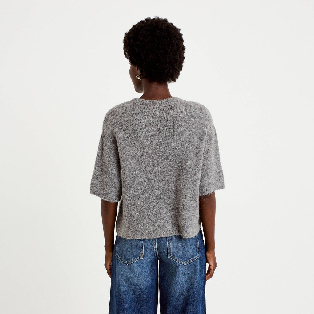 Short Sleeve Sweater in Gray, view 2