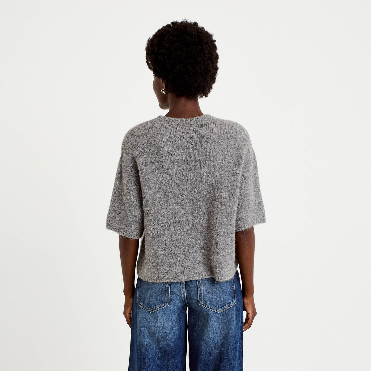 Short Sleeve Sweater in Gray, view 2