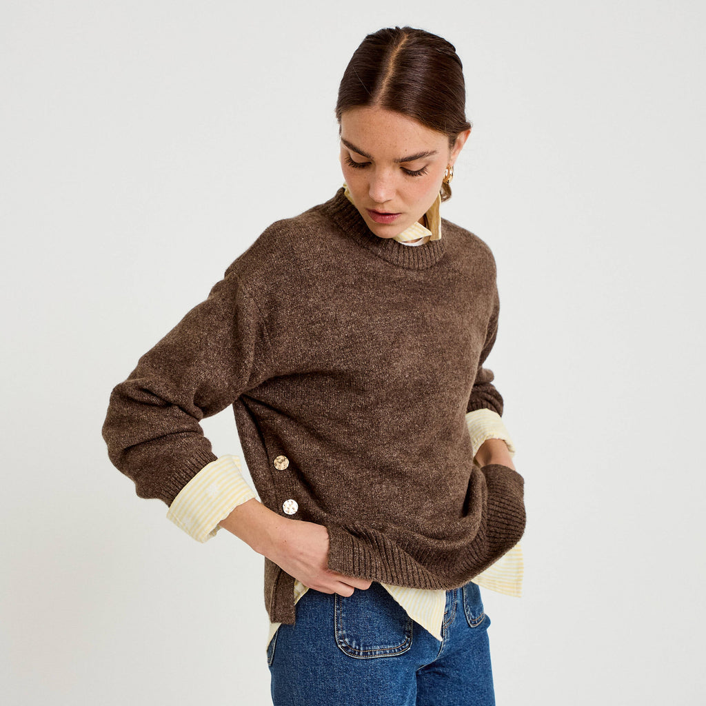 Long Sleeve Sweater in Dark Brown, view 1