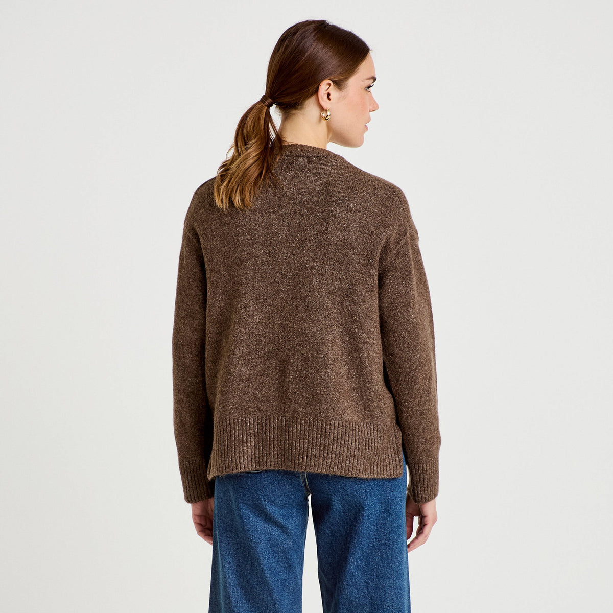 Long Sleeve Sweater in Dark Brown, view 2