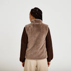 Cropped Fitted Sleeveless Vest in Taupe, view 2