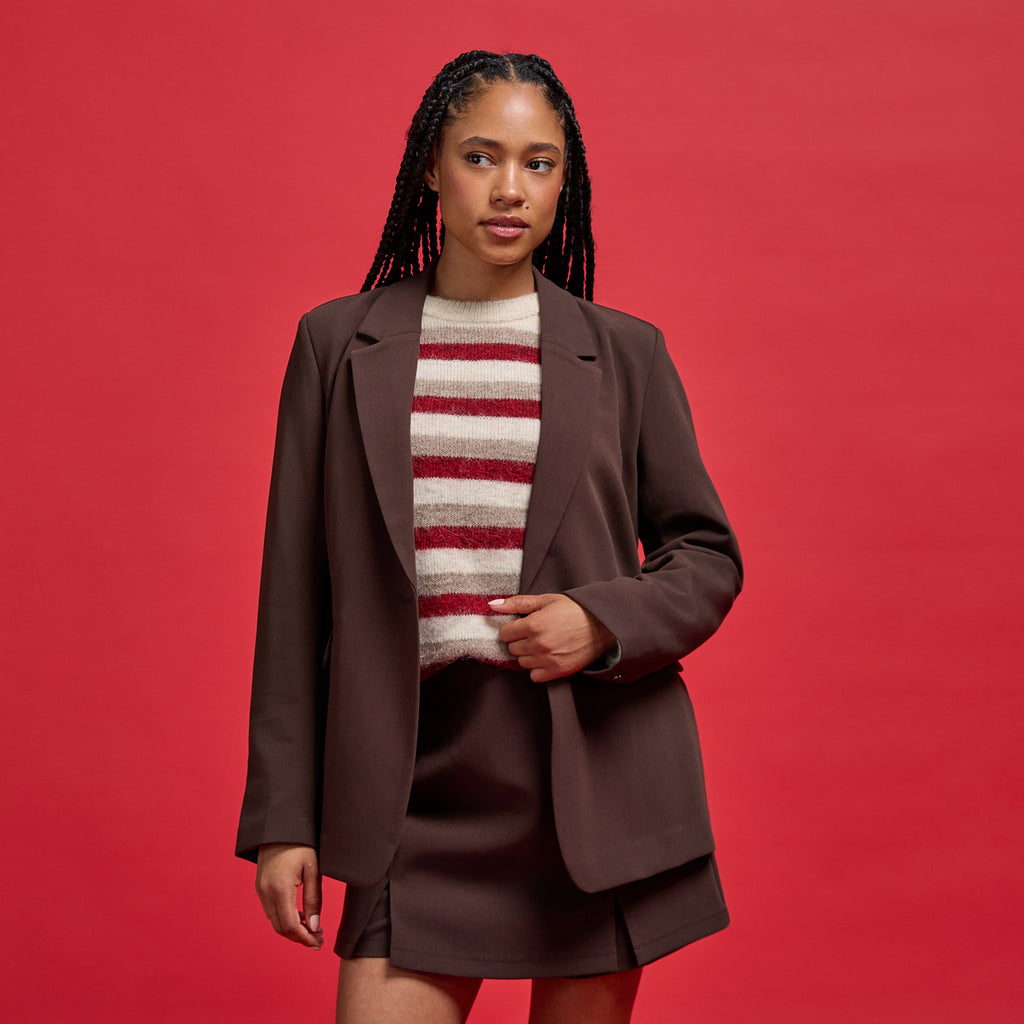 Blazer Style Jacket in Dark Brown, view 1