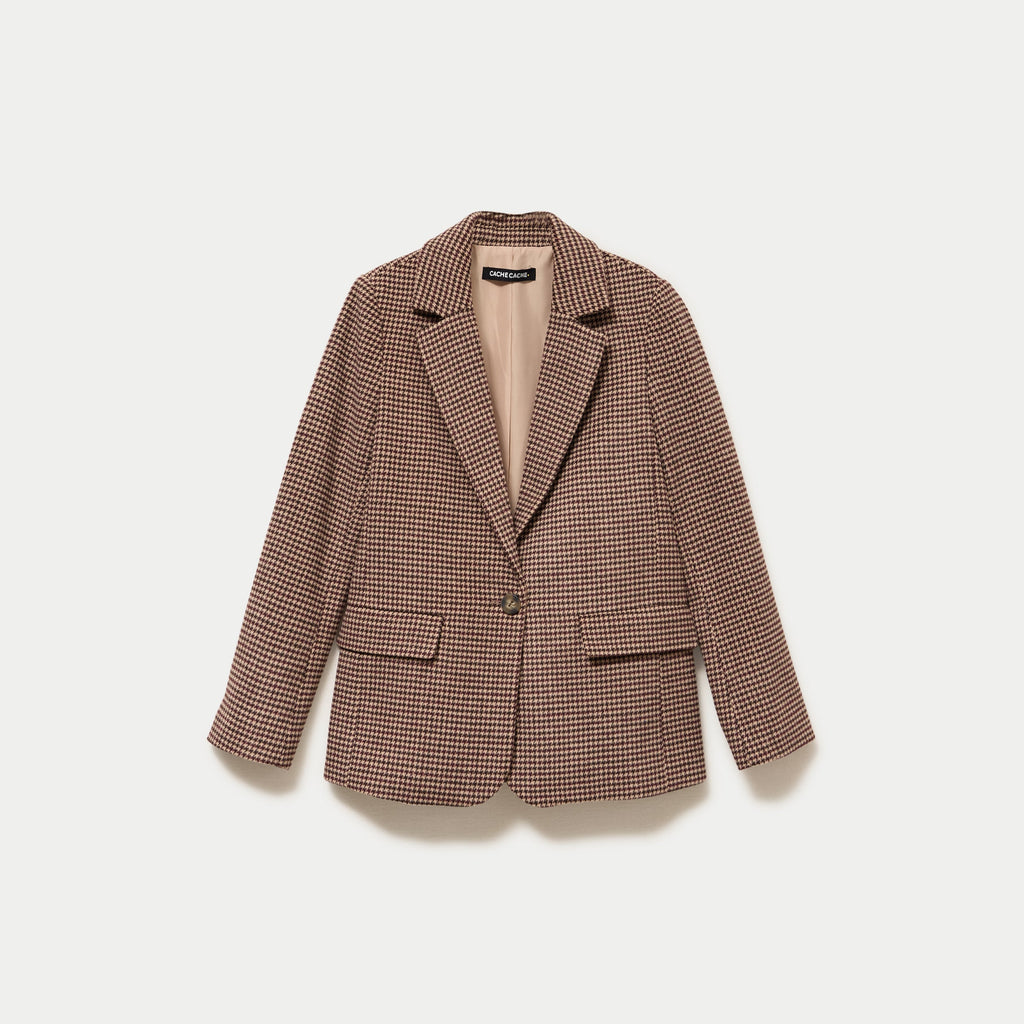Long Sleeve Tailored Collar Blazer in Black, view 2