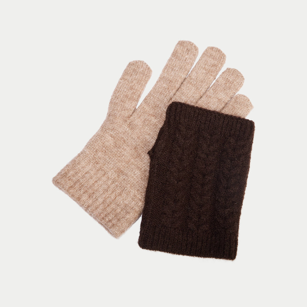 Two-in-One Gloves and Mittens in Taupe, view 2