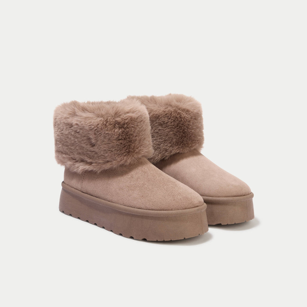 Suede-Look Ankle Boots in Beige, view 2