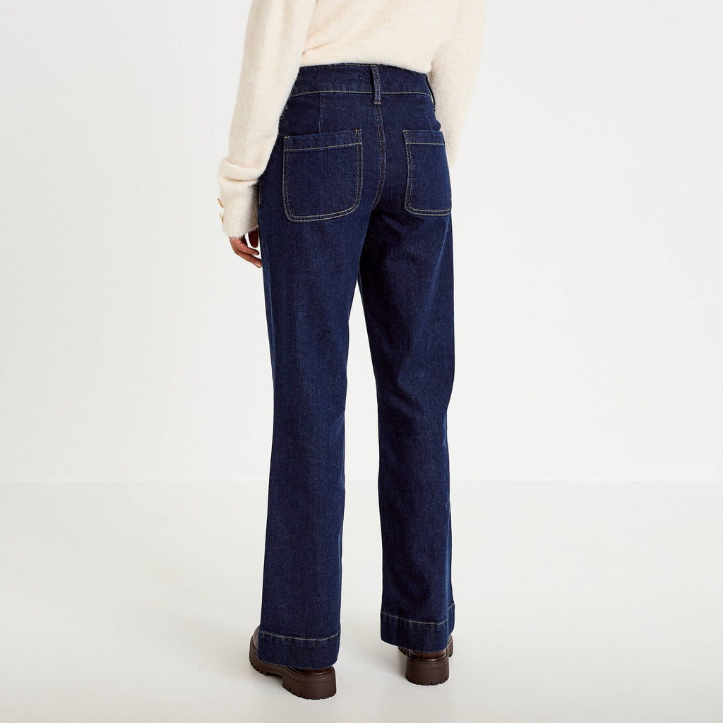 High Rise Bootcut Jeans in Raw Denim, view 2