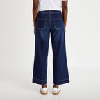 High Rise Cropped Wide Leg Jeans in Blue-Black Denim, view 2