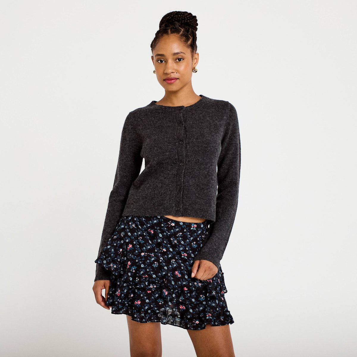 Ruffled Skirt in Black, view 1