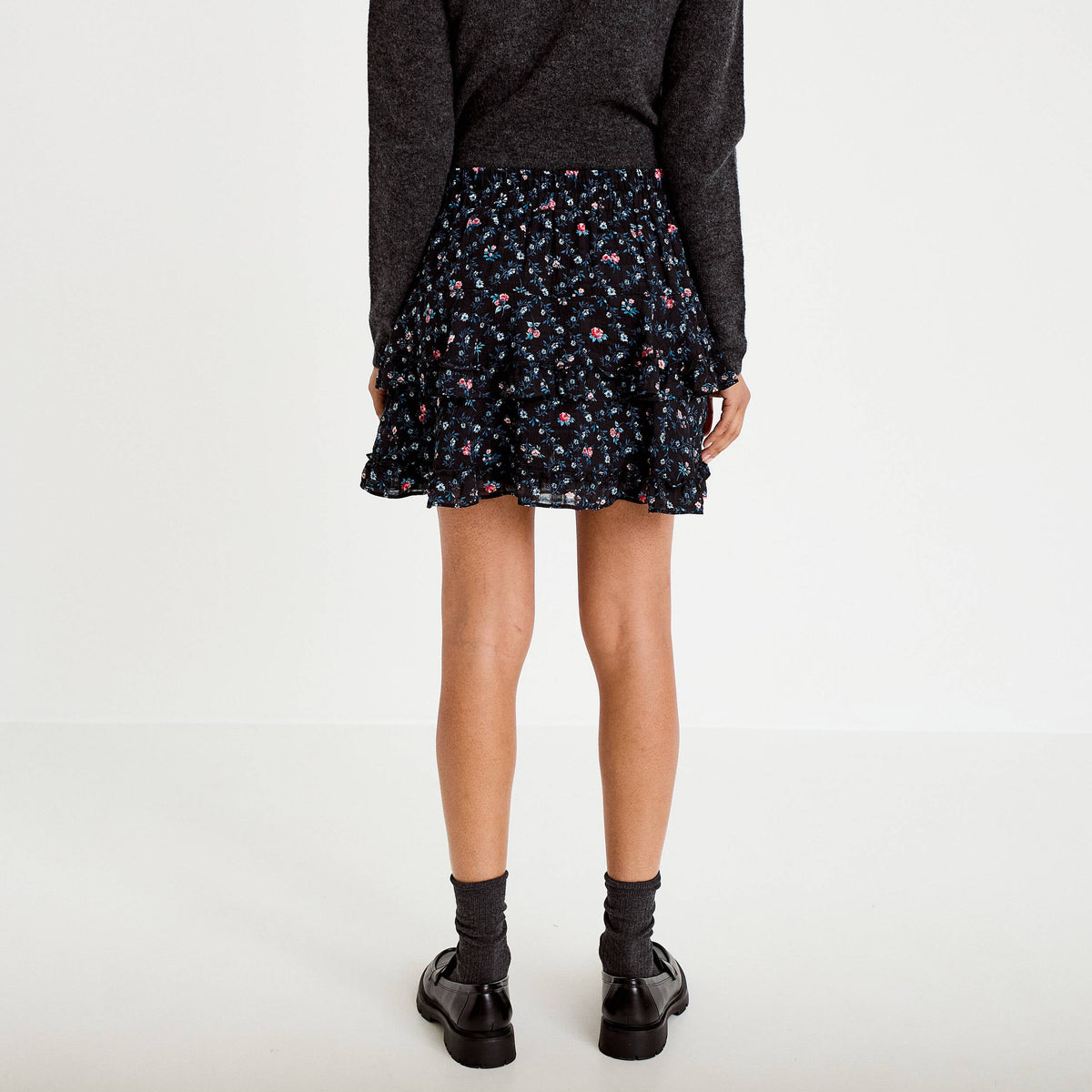 Ruffled Skirt in Black, view 2