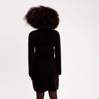 Stand Collar Long Sleeve Dress in Black, view 2