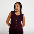 Sleeveless Tweed Vest in Dark Purple, view 1