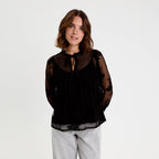 Long Sleeve Lace Blouse in Black, view 1