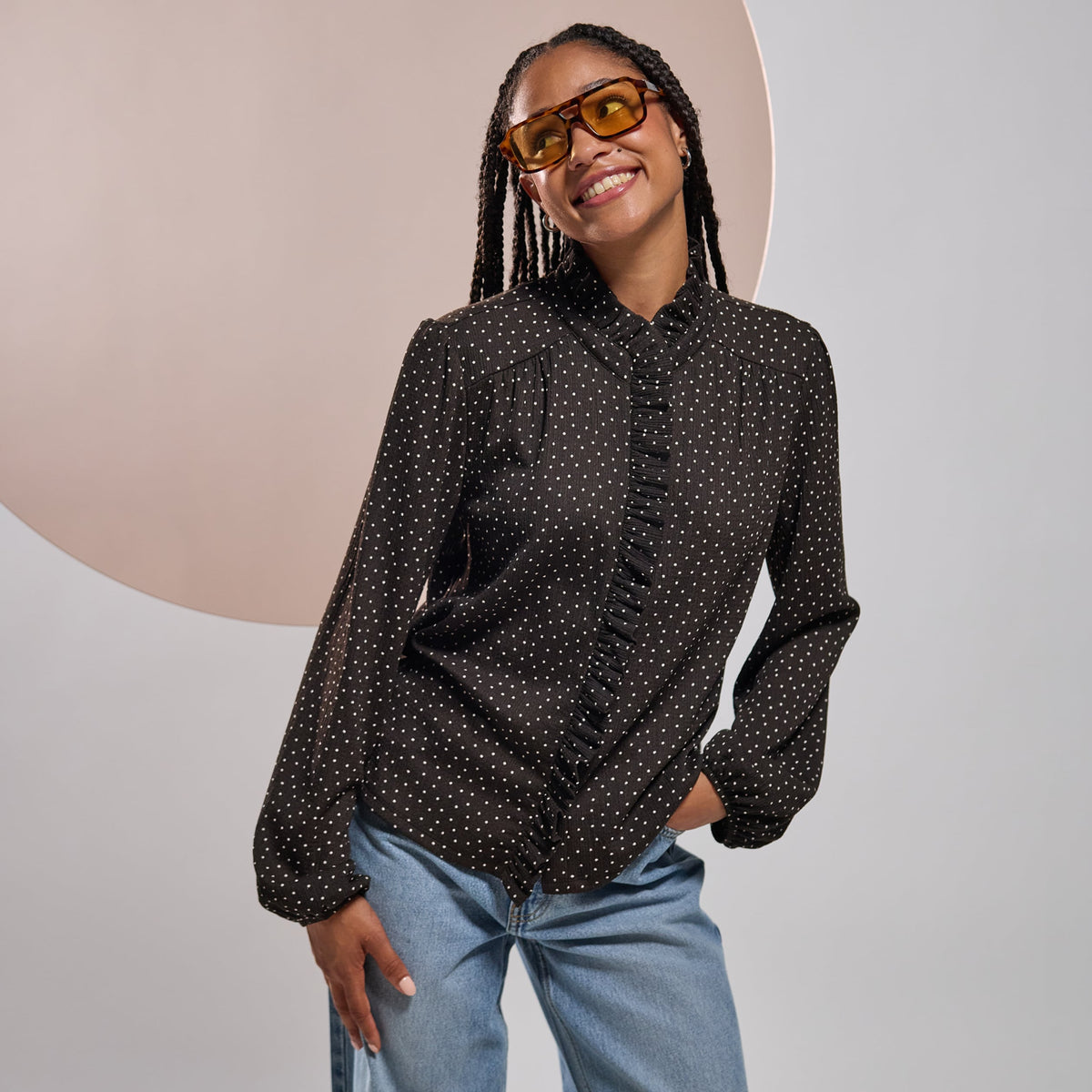 Long Sleeve Blouse in Brown, view 1