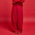 Mid Rise Barrel Pants in Red, view 1