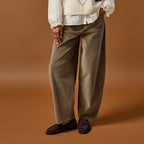 Barrel Corduroy Pants in Khaki Green, view 1