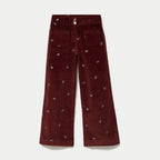 High Rise Bootcut Corduroy Pants in Brown, view 1