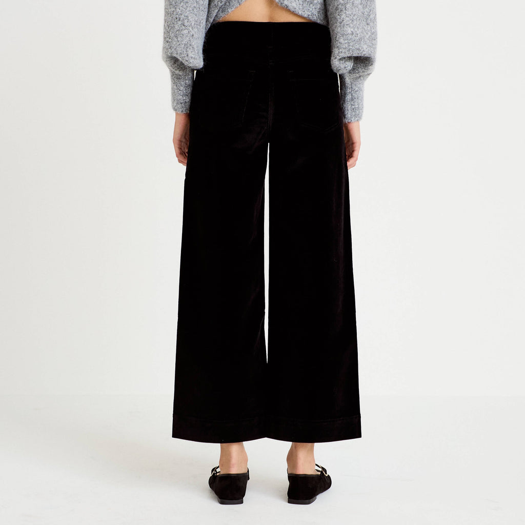 High Rise Bootcut Corduroy Pants in Black, view 2