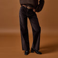 High Rise Bootcut Corduroy Pants in Dark Brown, view 1