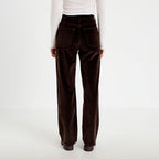 High Rise Bootcut Corduroy Pants in Dark Brown, view 2