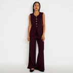 Bootcut Tweed Pants in Dark Purple, view 1