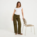 Bootcut Corduroy Jeans in Khaki Green, view 1