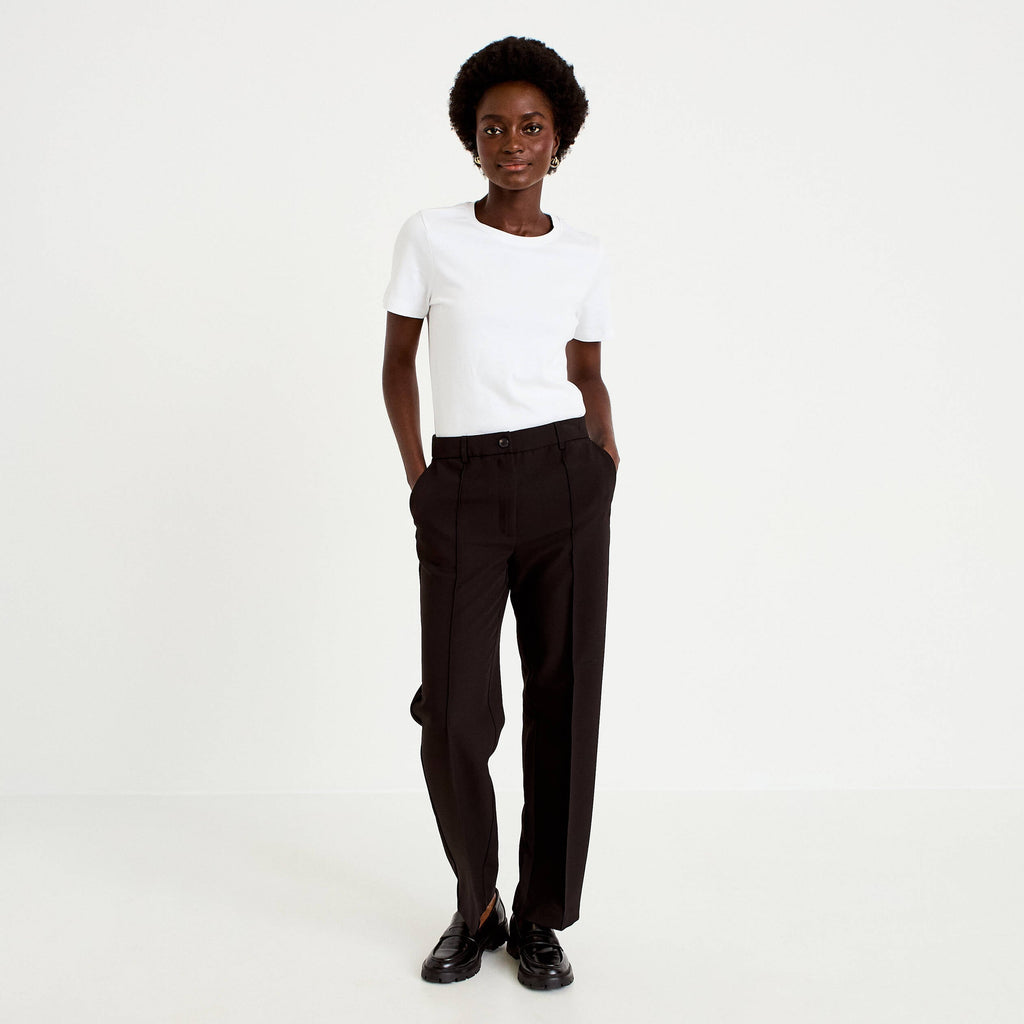 Mid Rise Bootcut Pants in Black, view 1