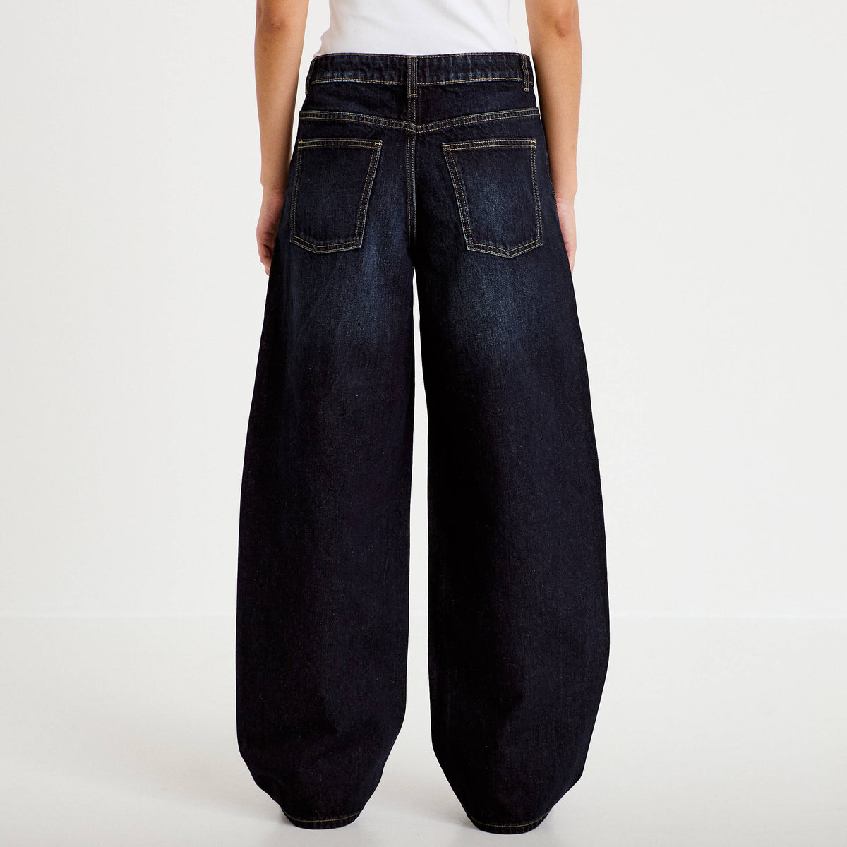 High Rise Barrel Jeans in Raw Denim, view 2