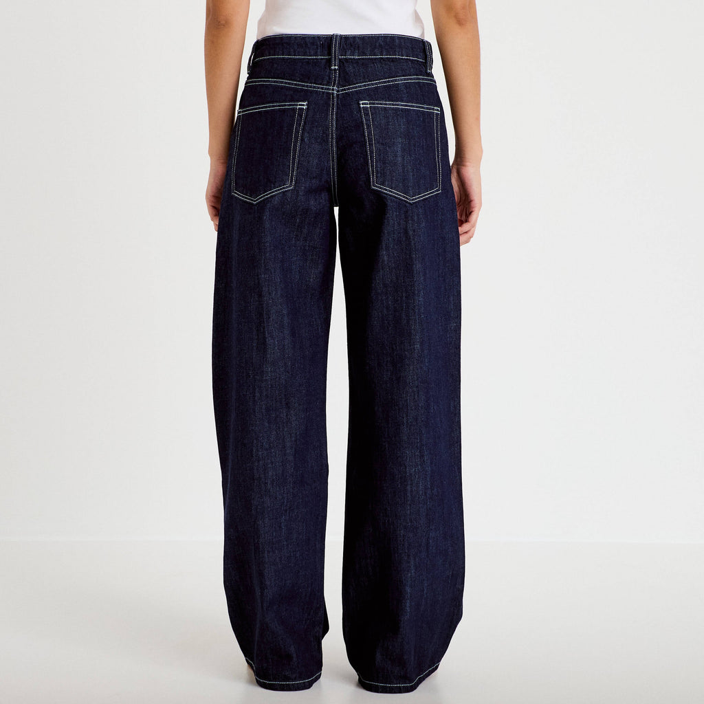 Low Rise Wide Leg Jeans in Raw Denim, view 2