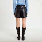 Faux Leather Mini Skort in Black, view 2