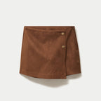 Suede-Look Mini Skort in Brown, view 1