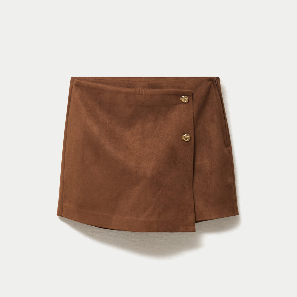 Suede-Look Mini Skort in Brown, view 1