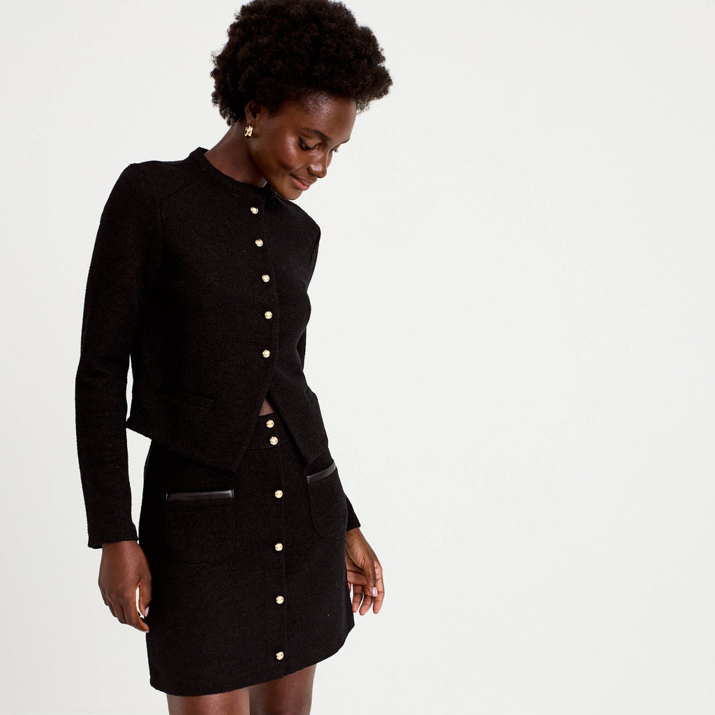 A-Line Knitted Skort in Black, view 1