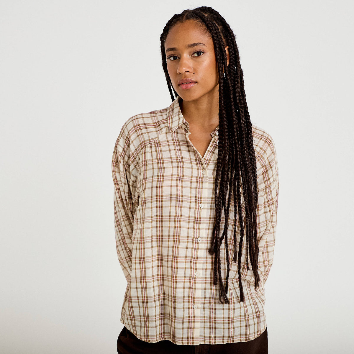 Relaxed Long Sleeve Shirt in Brown, view 1