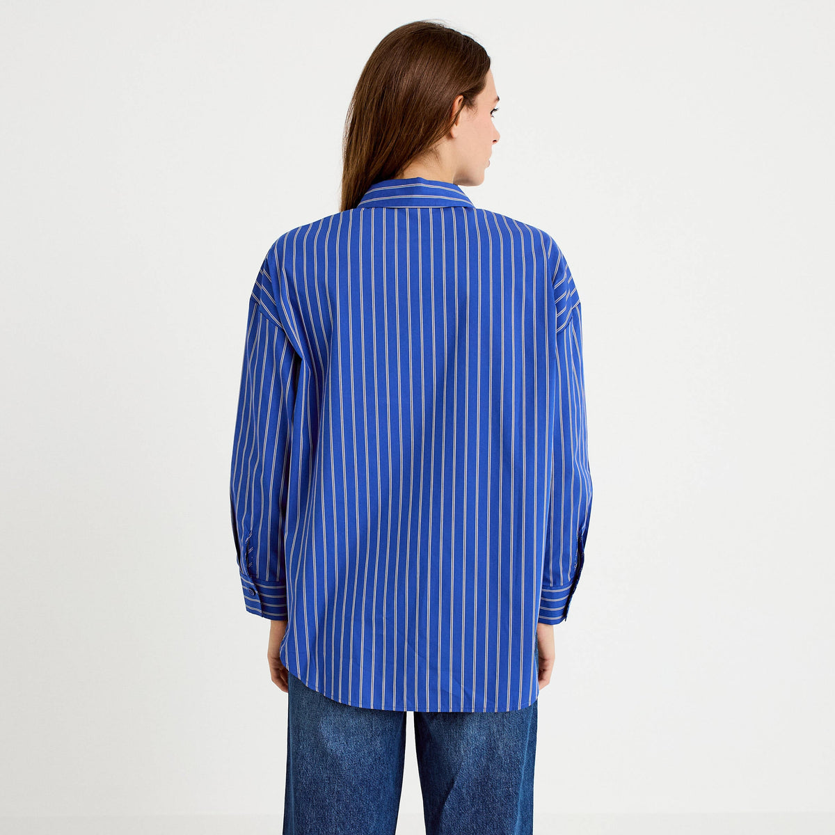 Oversized Long Sleeve Shirt in Blue, view 2