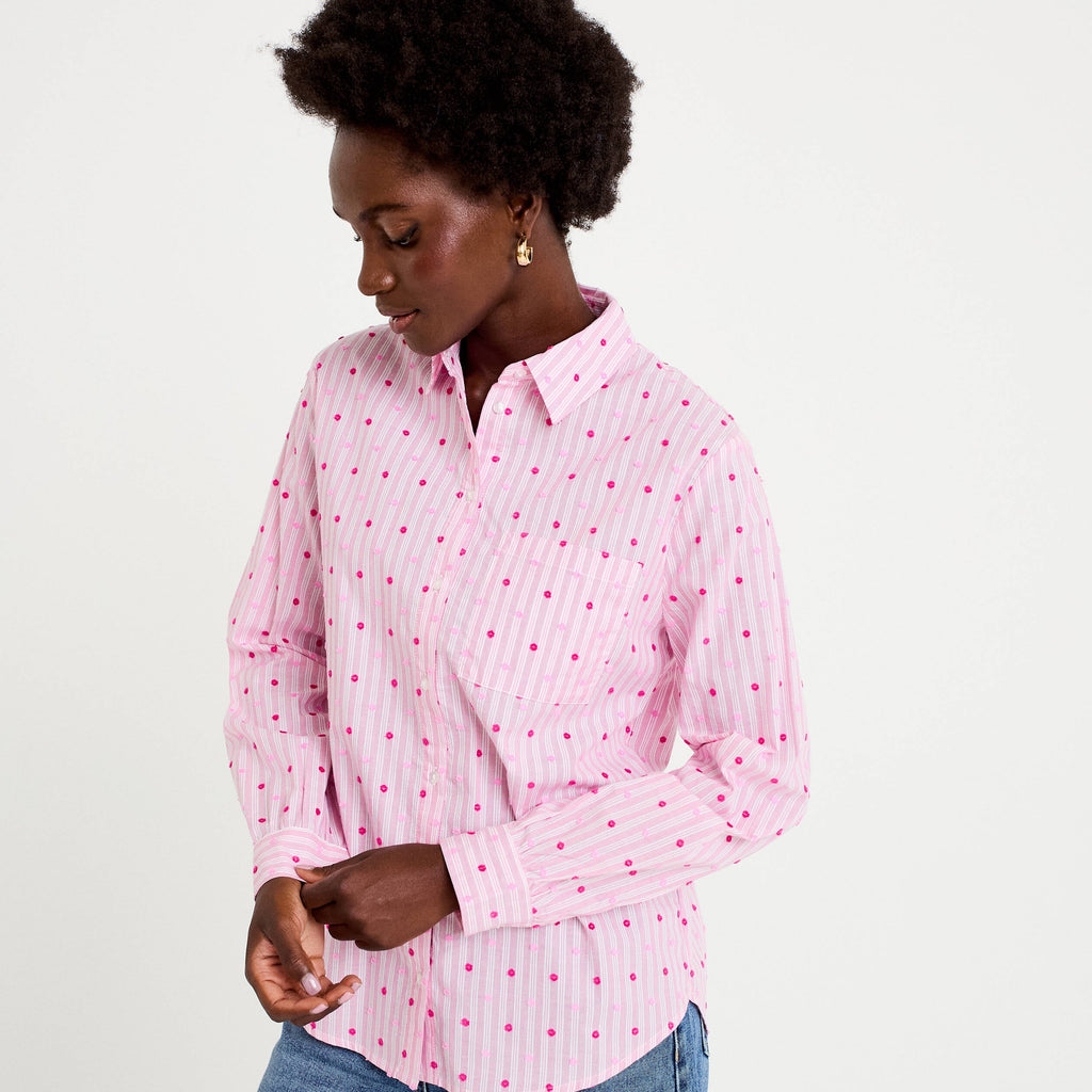 Relaxed Long Sleeve Shirt in Pink, view 1