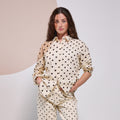 Oversized Long Sleeve Cotton Shirt in White, view 1