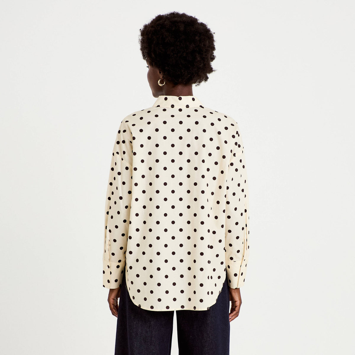 Oversized Long Sleeve Cotton Shirt in White, view 2