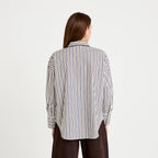 Oversized Long Sleeve Cotton Shirt in White, view 2