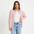 Straight Cut Long Sleeve Shirt in Light Red, view 1
