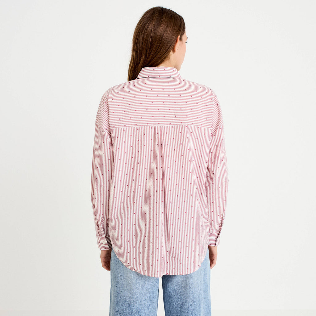 Straight Cut Long Sleeve Shirt in Light Red, view 2