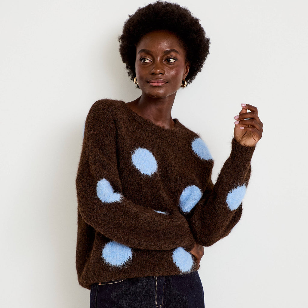 Long Sleeve Sweater in Dark Brown, view 1