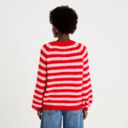 Relaxed Crew Neck Long Sleeve Sweater in Red, view 2